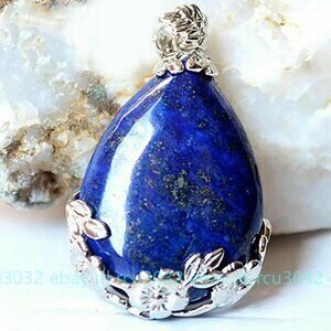 Natural Lapis Lazuli Quartz Crystal Stone Teardrop Gemstone Pendant BX-0094